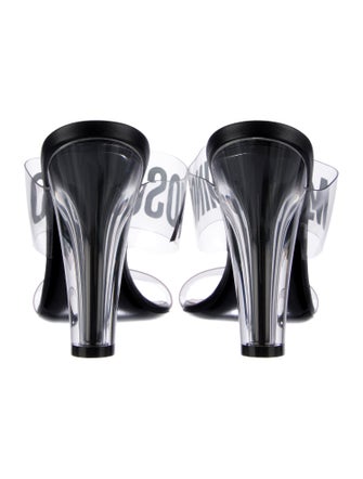 Moschino Leather Graphic Print Slides