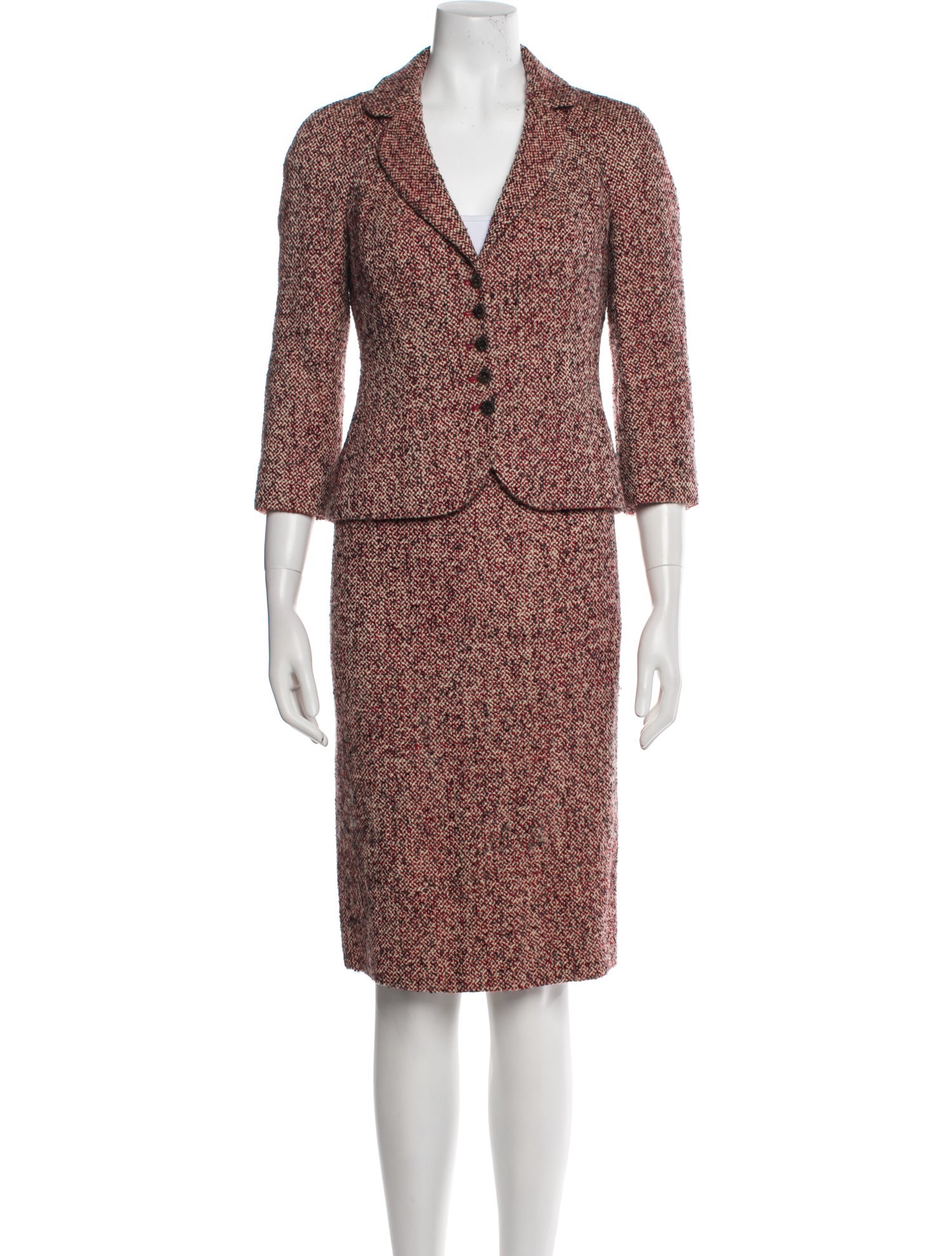 Moschino Wool Tweed Pattern Skirt Suit