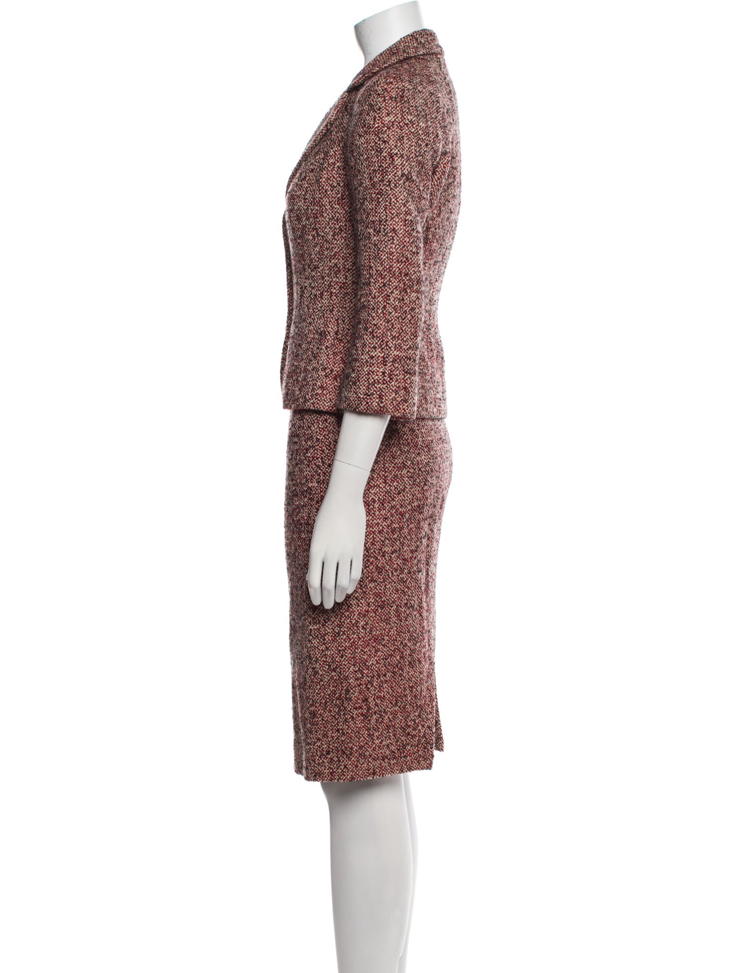 Moschino Wool Tweed Pattern Skirt Suit