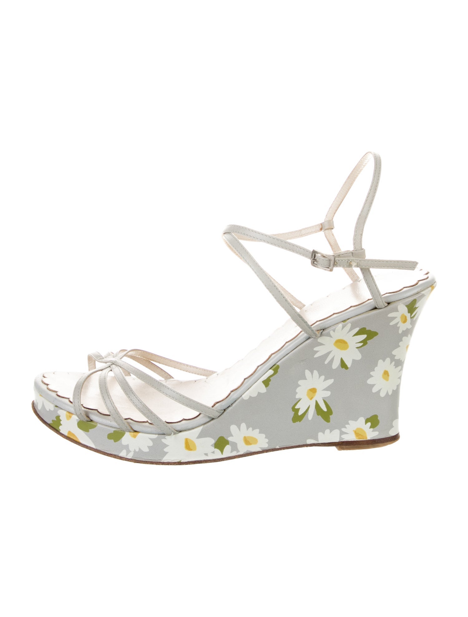 Moschino Cheap and Chic Leather Floral Print Sandals