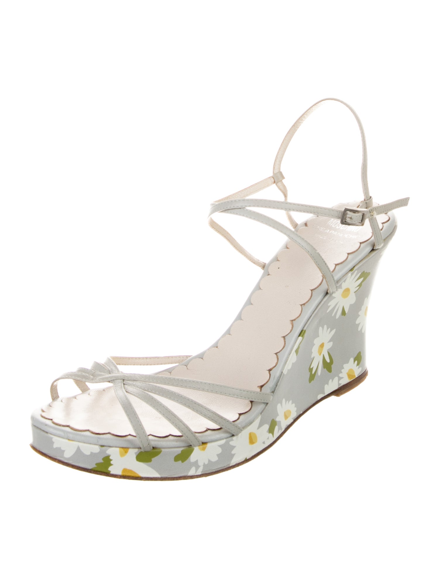 Moschino Cheap and Chic Leather Floral Print Sandals