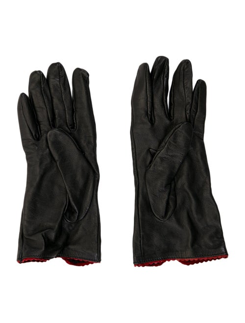 Moschino black pattern print leather gloves