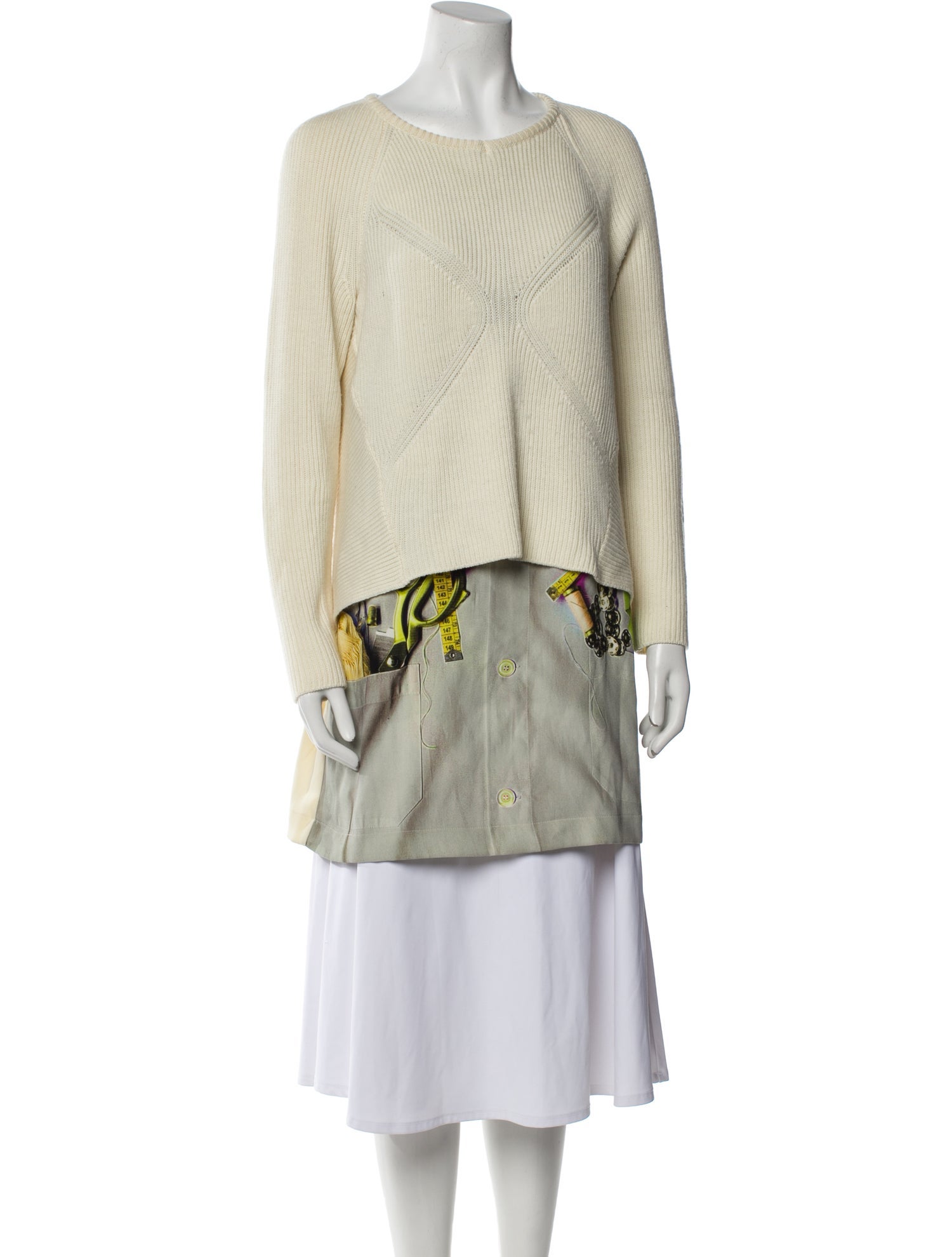 Moschino Cheap and Chic Virgin Wool Colorblock Pattern Sweater