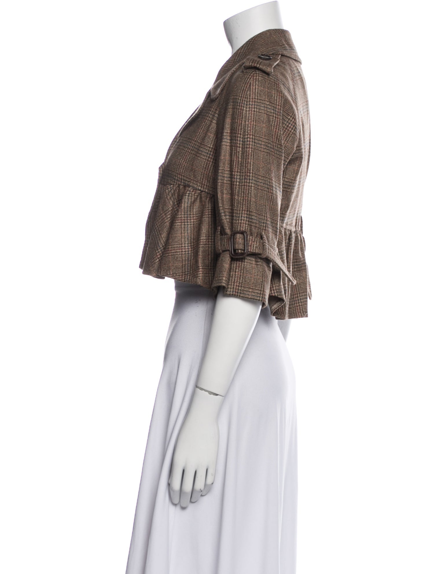 Moschino Virgin Wool Plaid Print Bolero