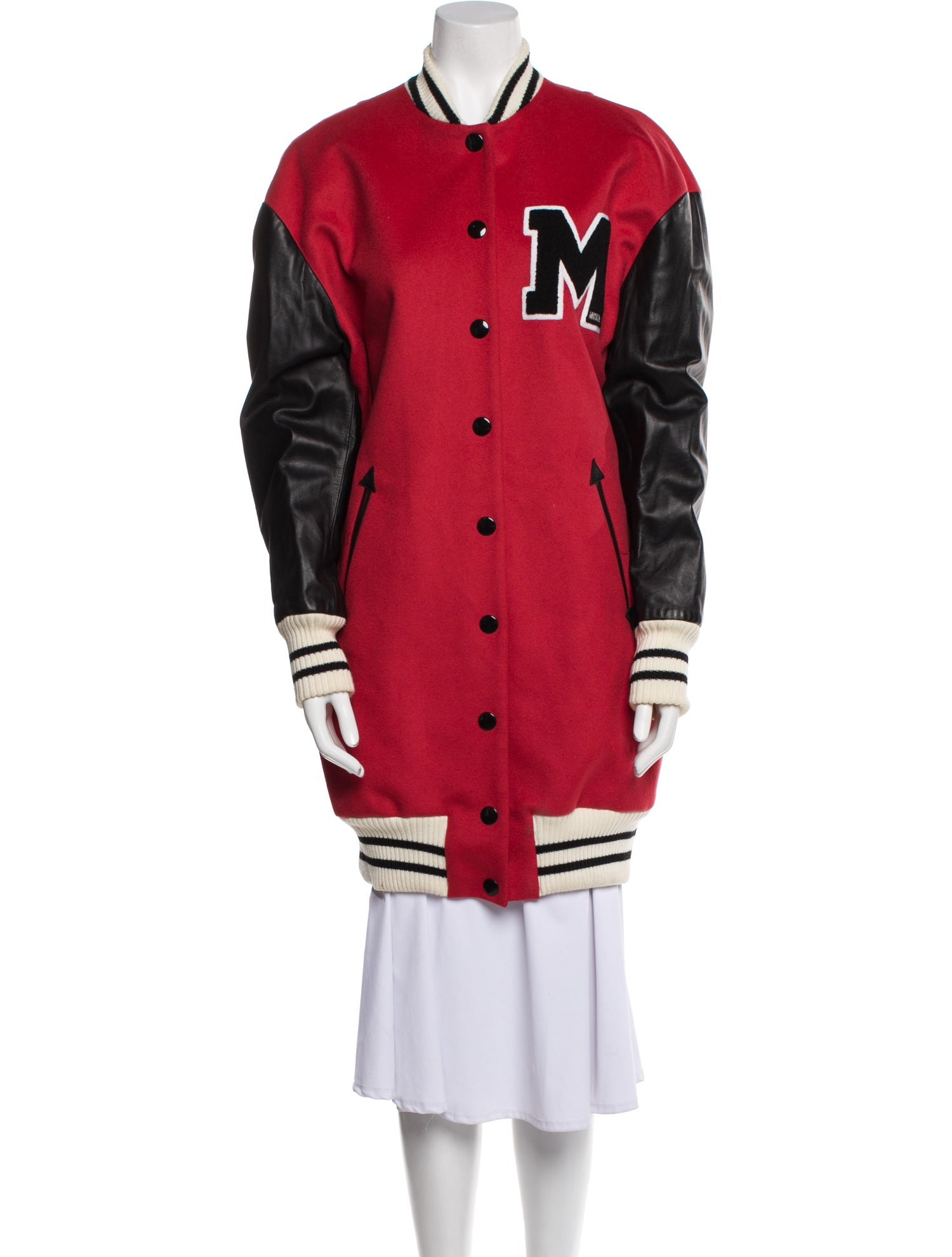 Moschino Wool Colorblock Pattern Trench Coat