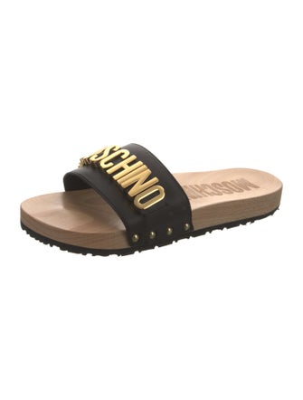 Moschino Leather Printed Slides
