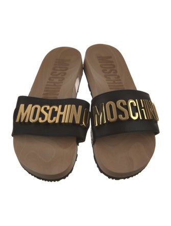 Moschino Leather Printed Slides