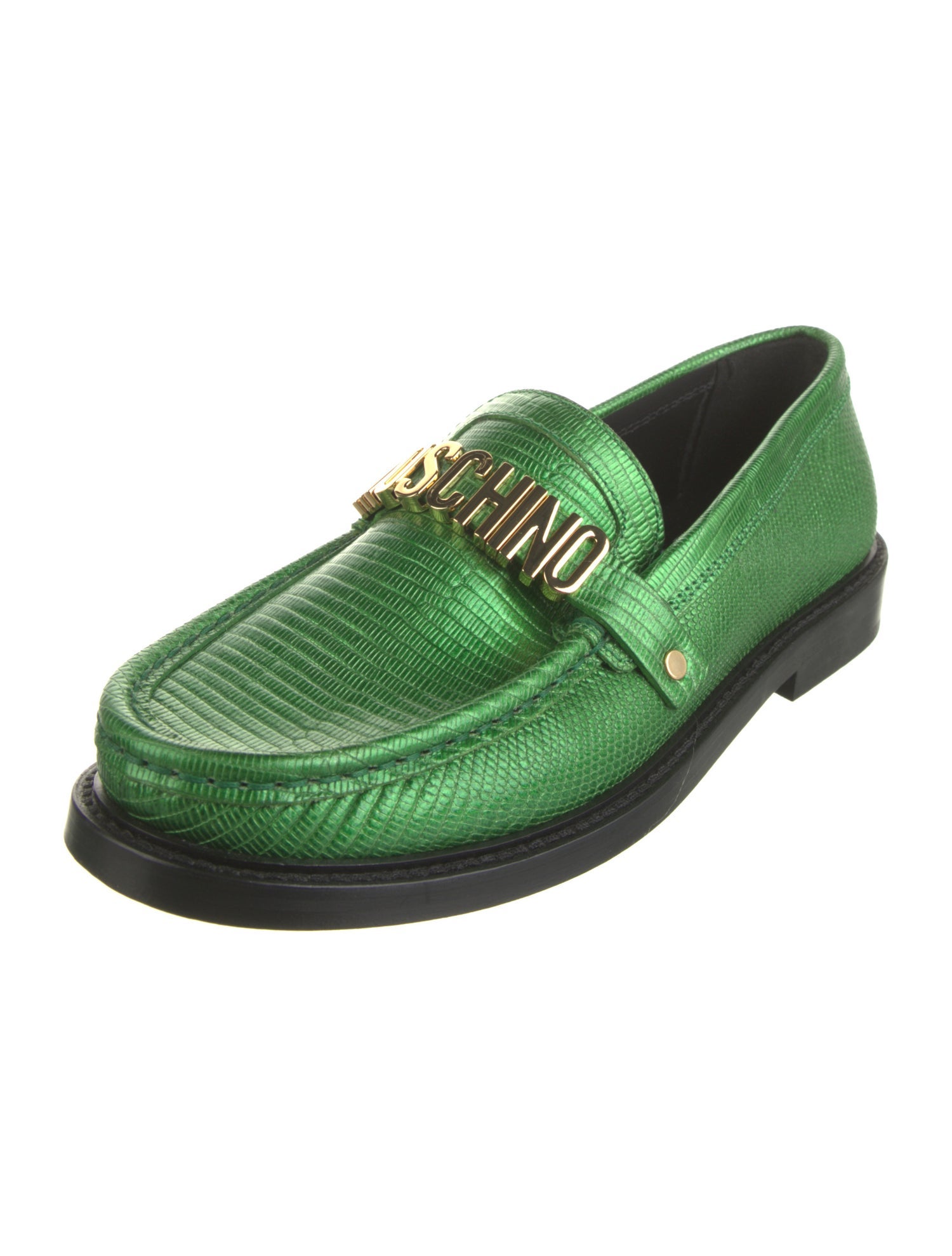 Moschino Leather Colorblock Pattern Loafers