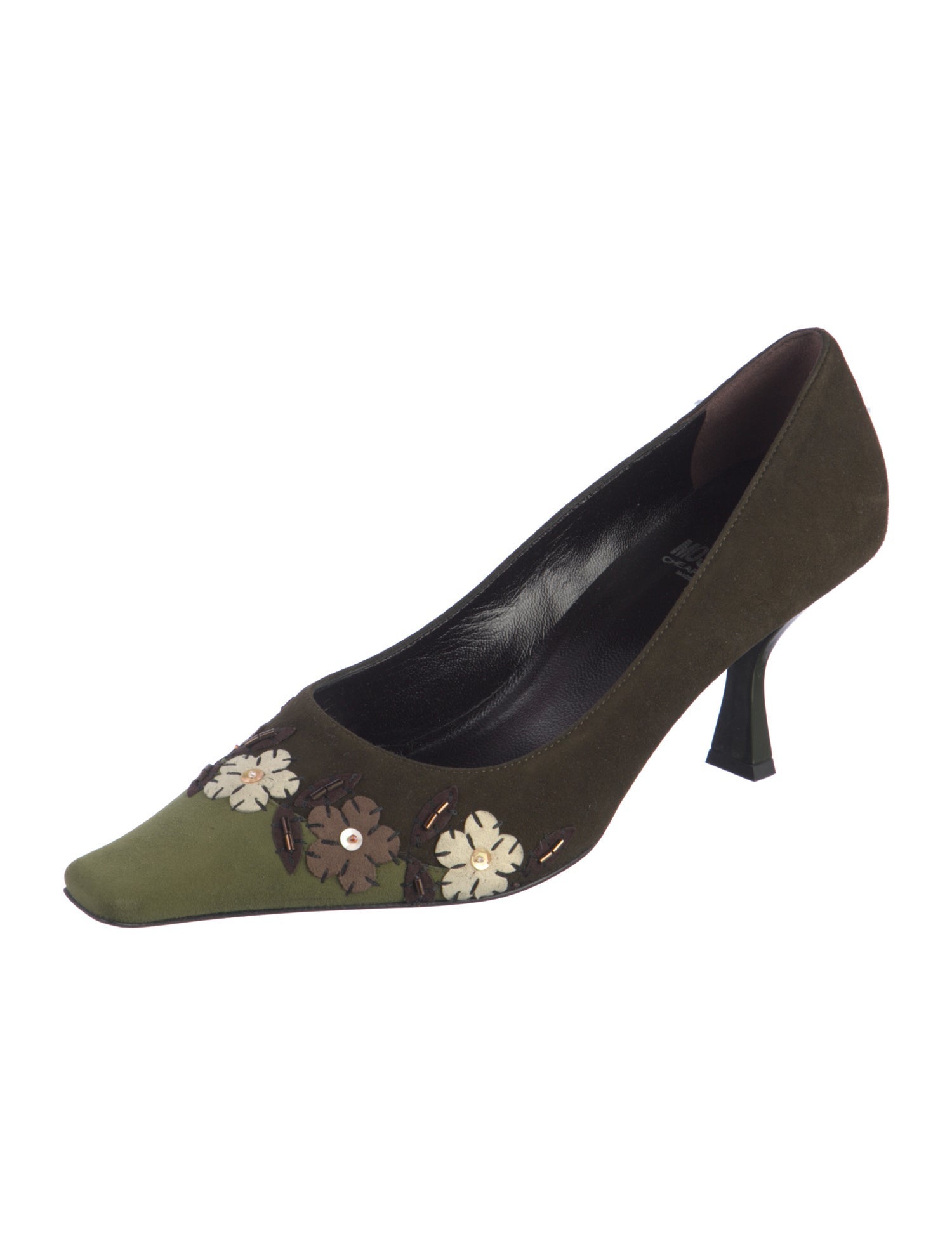 Moschino Cheap and Chic Suede Floral Print Pumps