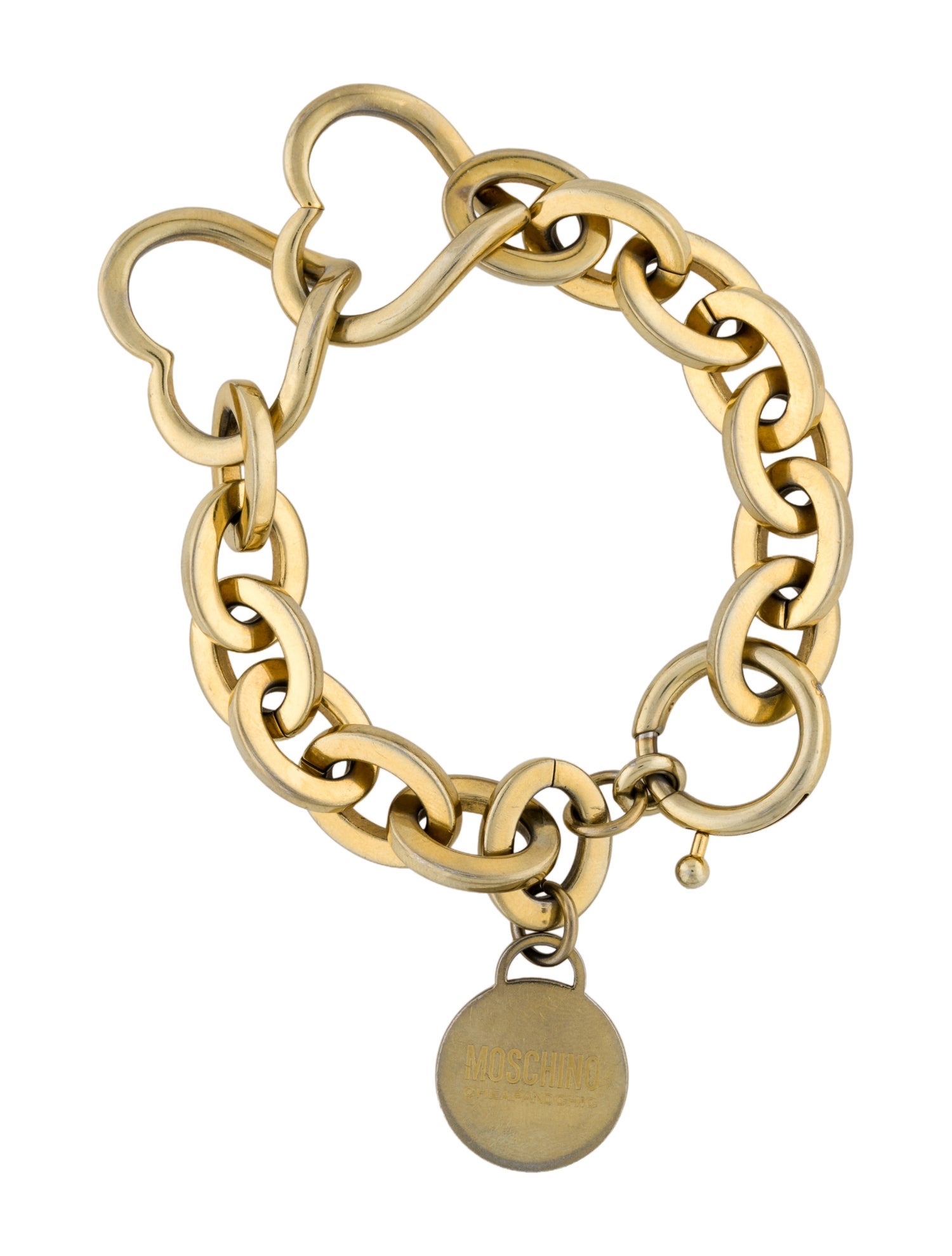 Moschino Cheap and Chic Lock-Ness Round & Heart Link Bracelet