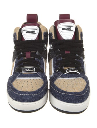 Moschino Suede Colorblock Pattern Sneakers