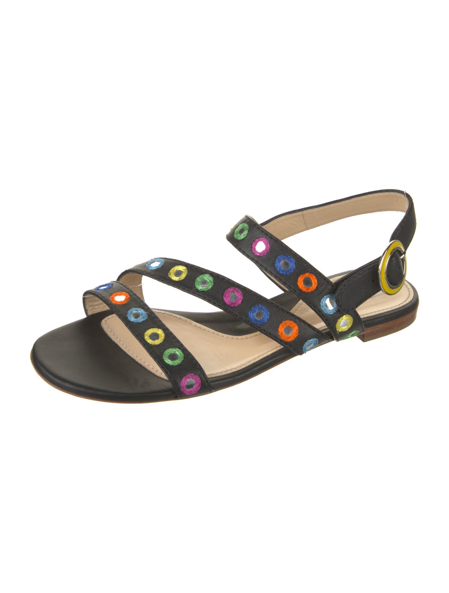 Moschino Leather Polka Dot Print Slingback Sandals