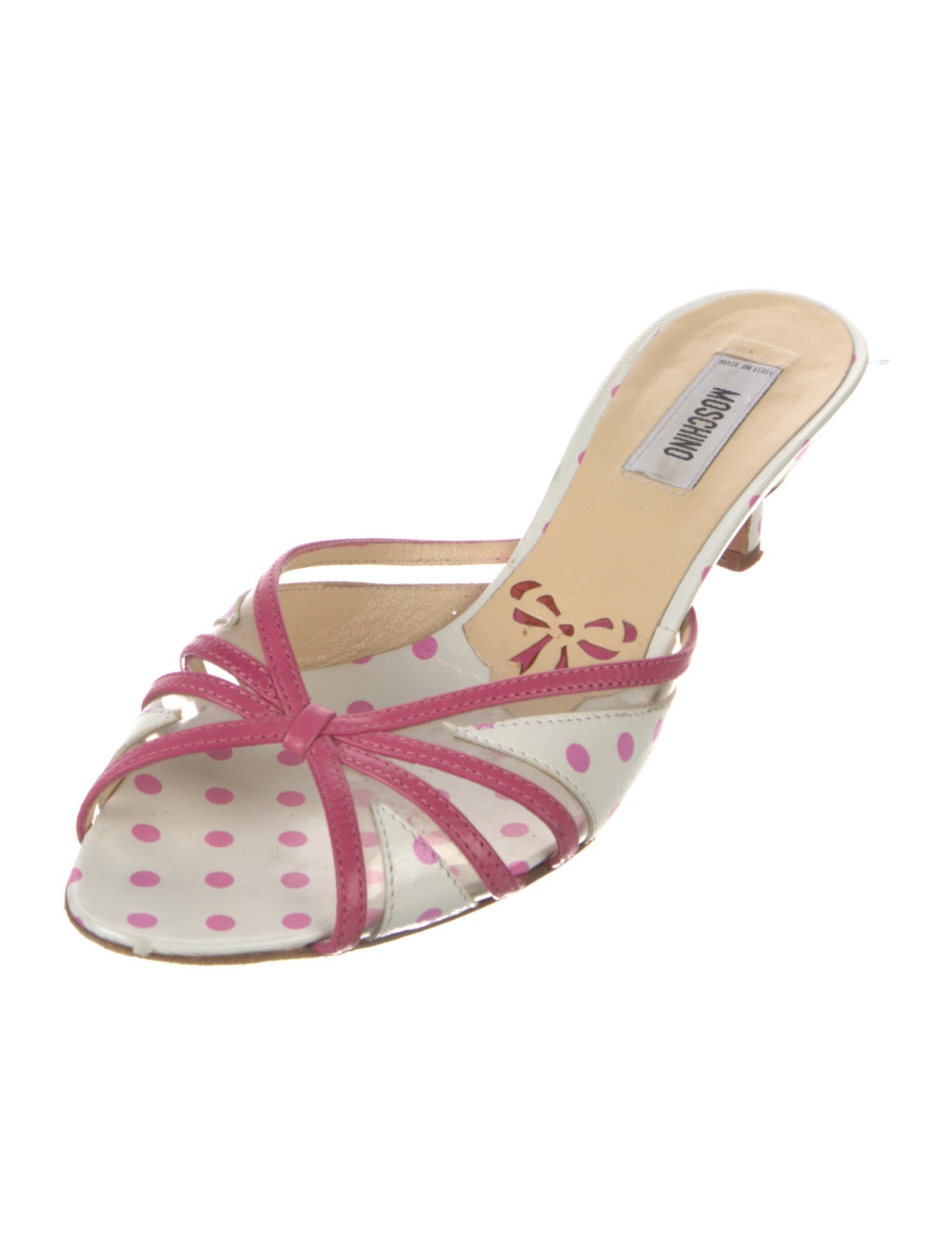 Moschino Leather Polka Dot Print Slides