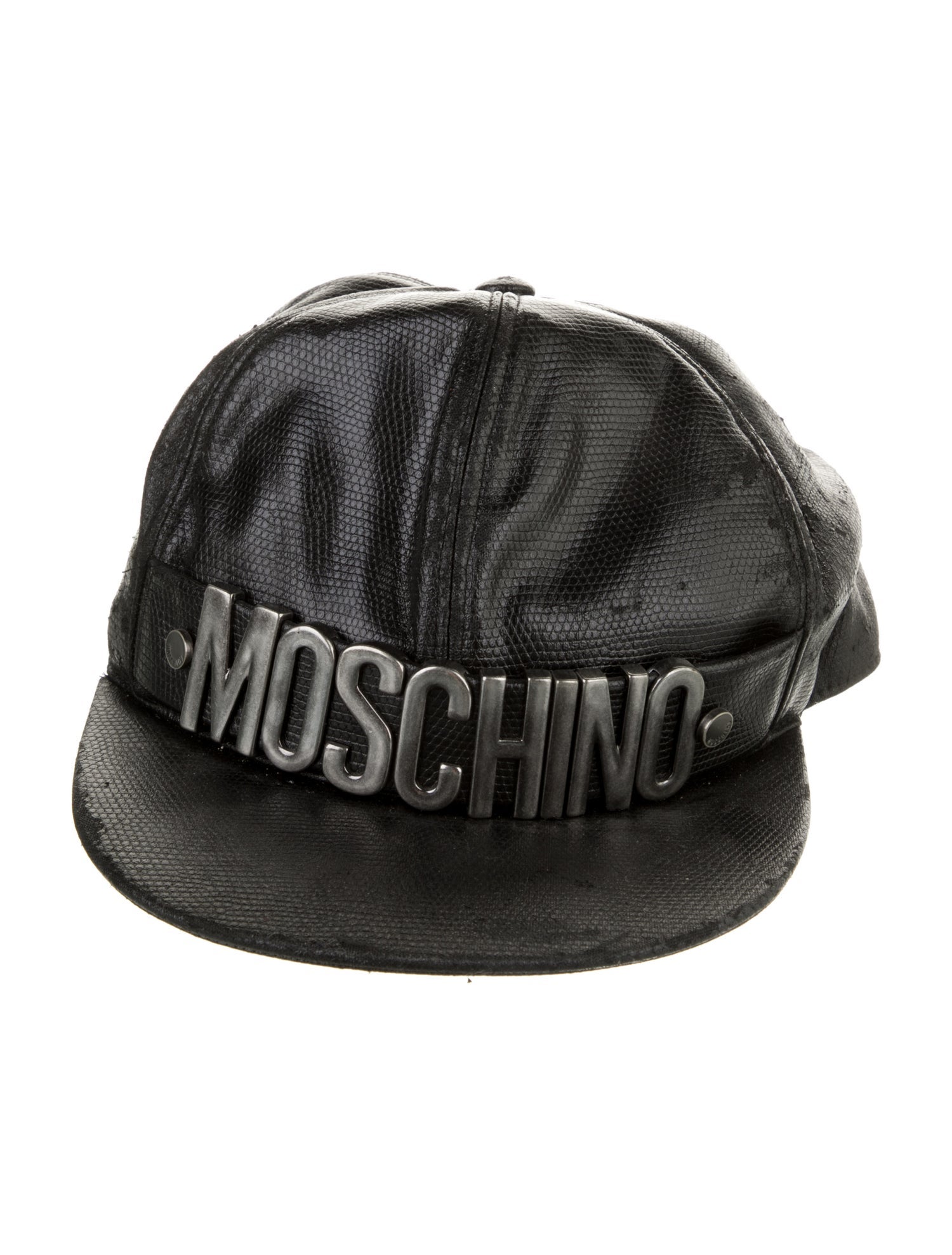Moschino Embellished Leather Baseball Hat