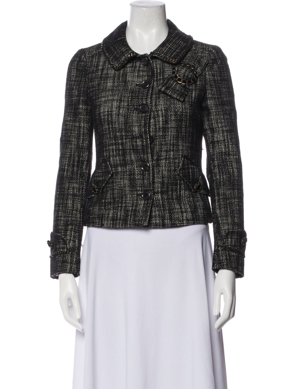 Moschino Wool Jacket Tweed Pattern Pointed Collar - image 1