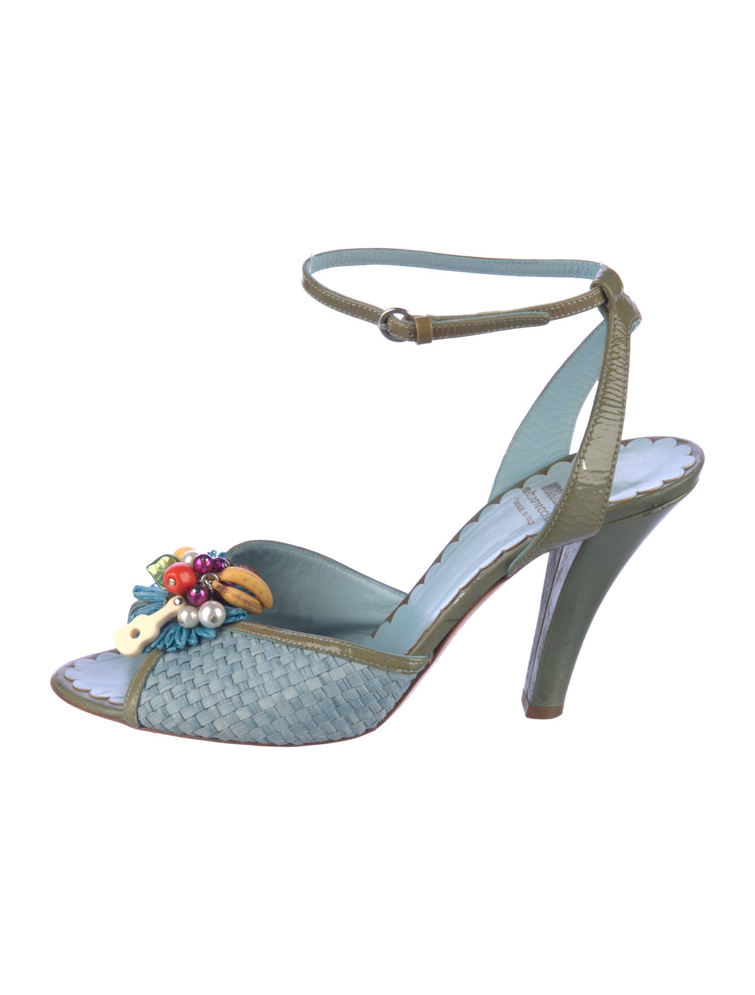 Moschino Cheap and Chic Leather Braided Accents T-Strap Sandals