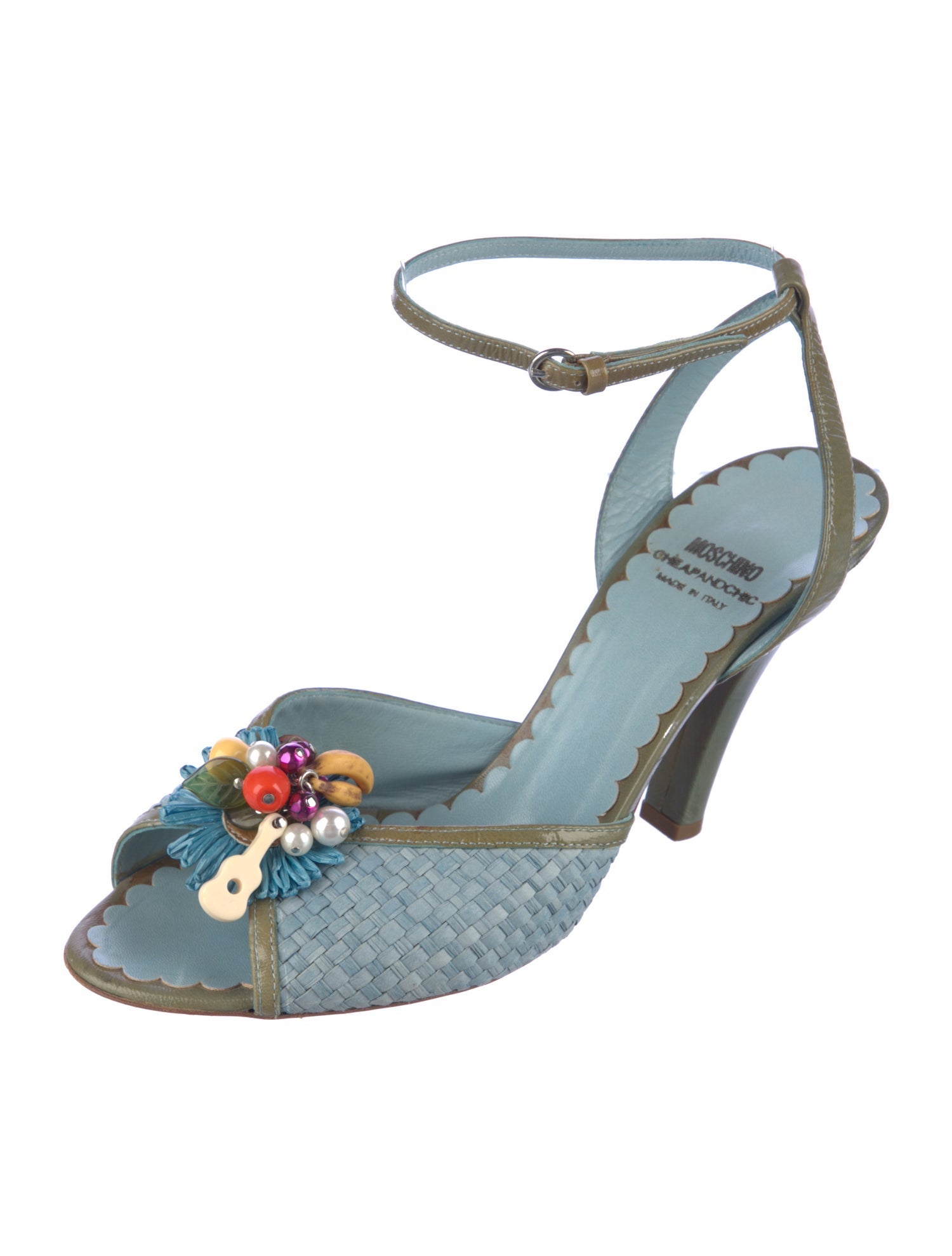 Moschino Cheap and Chic Leather Braided Accents T-Strap Sandals