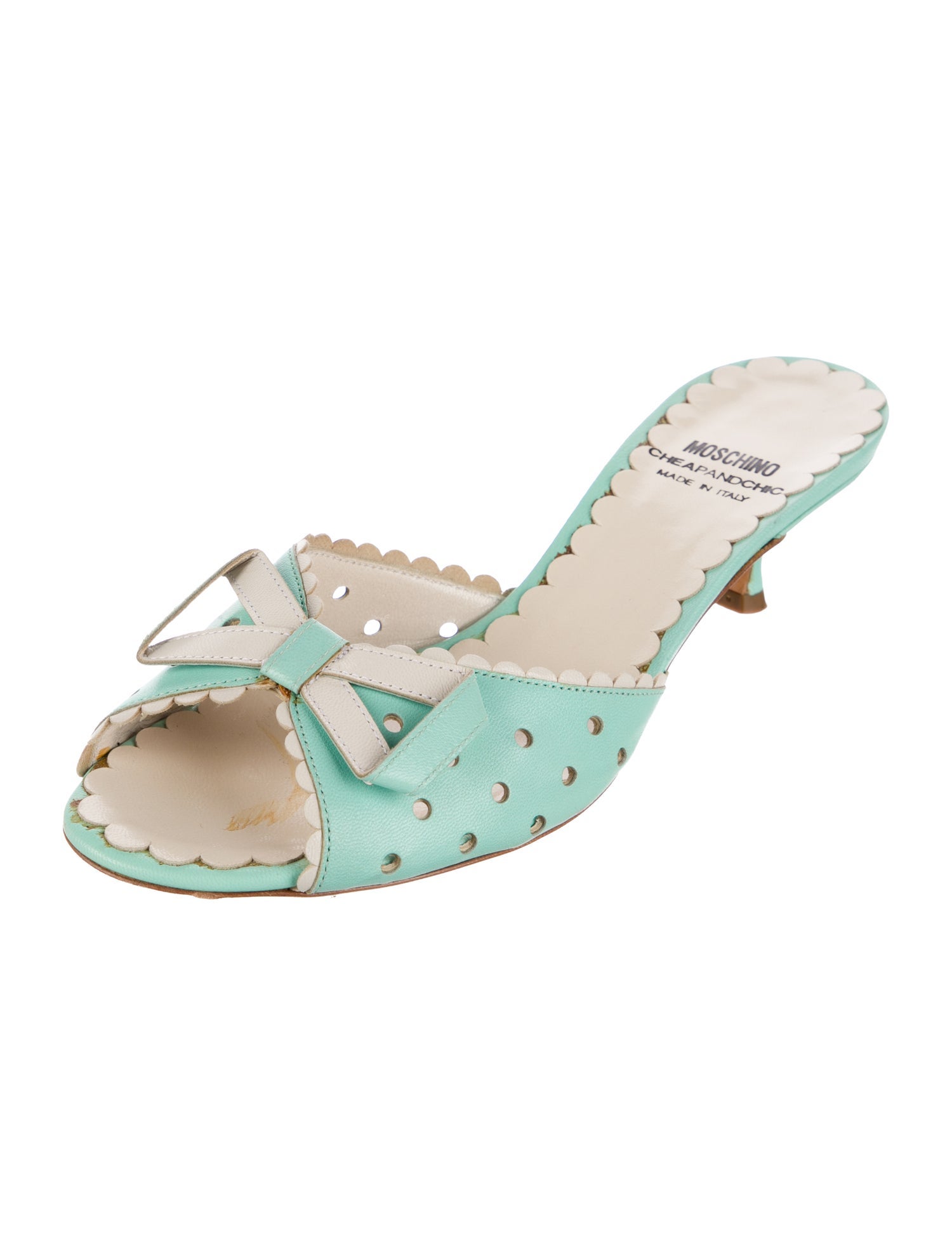 Moschino Leather Printed Slides