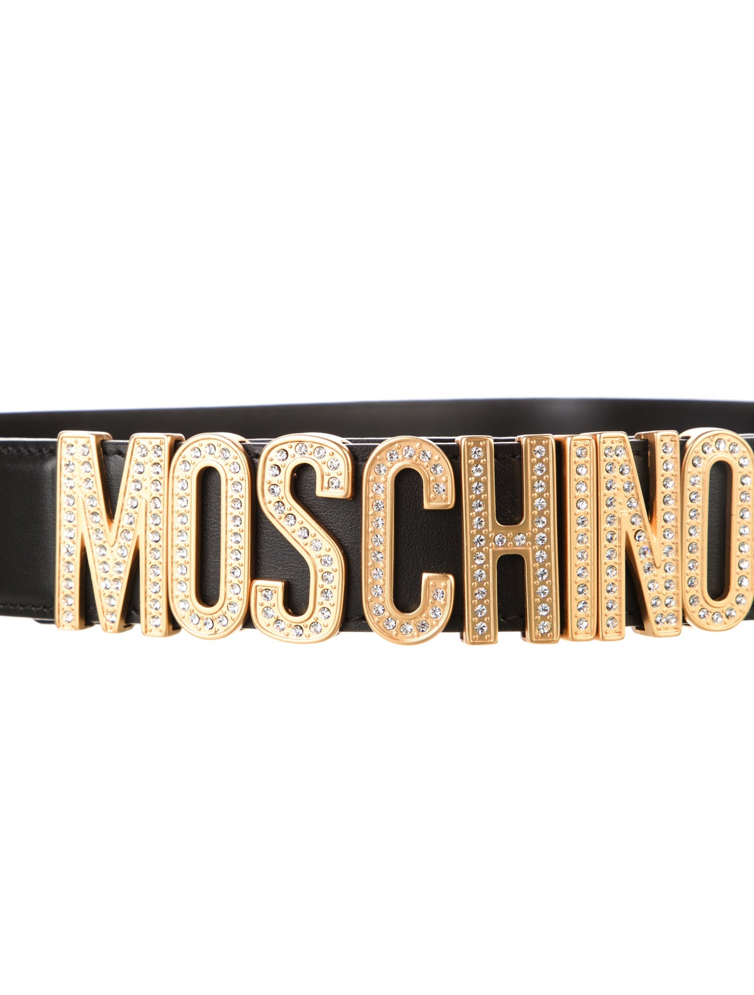 Moschino Leather Crystal Embellishments Belt