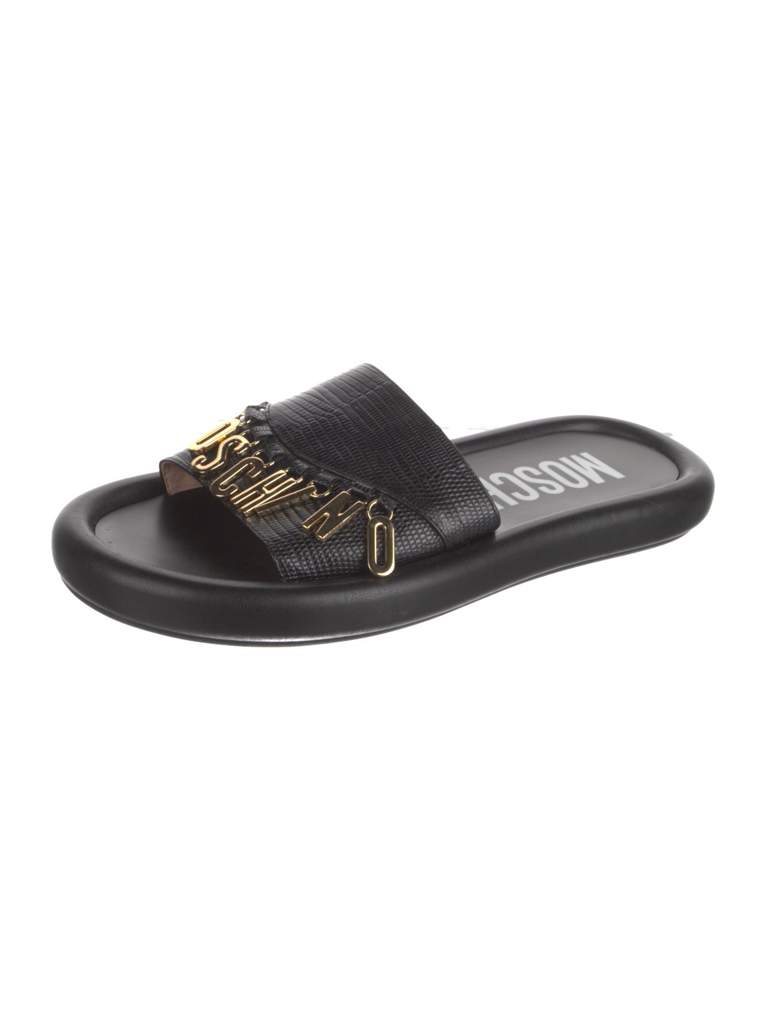 Moschino Leather Printed Slides