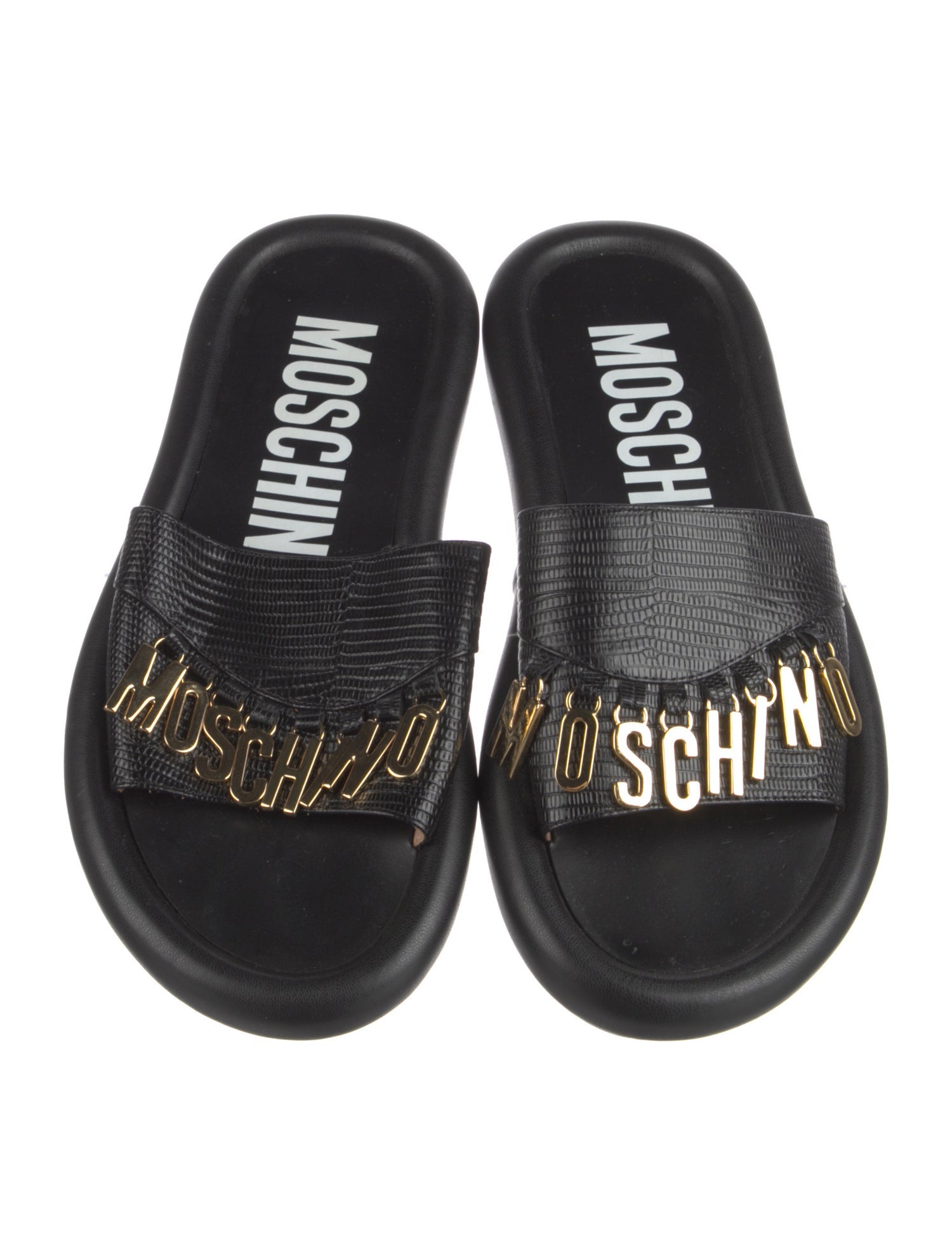 Moschino Leather Printed Slides