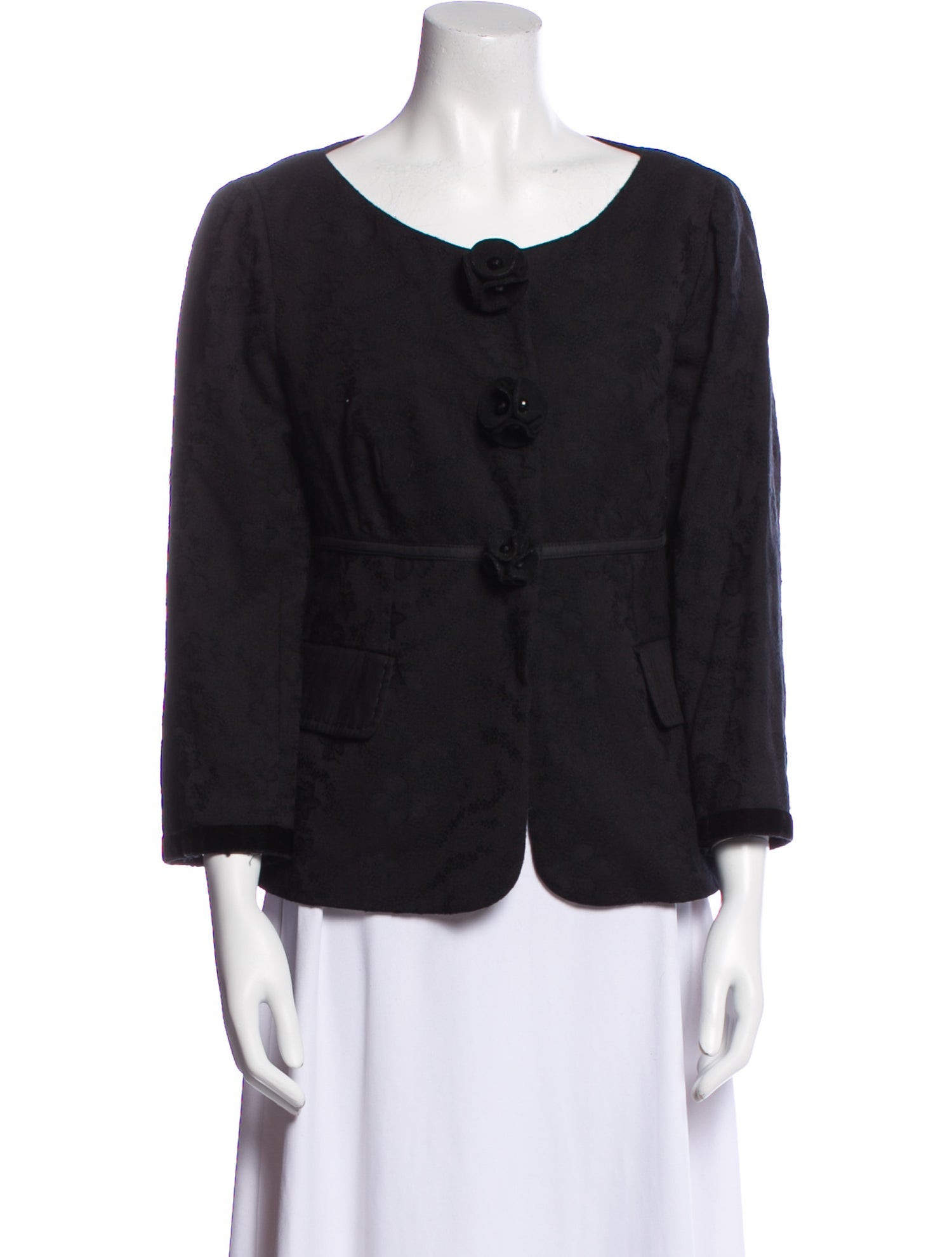 Moschino Virgin Wool Scoop Neck Button-Up Top