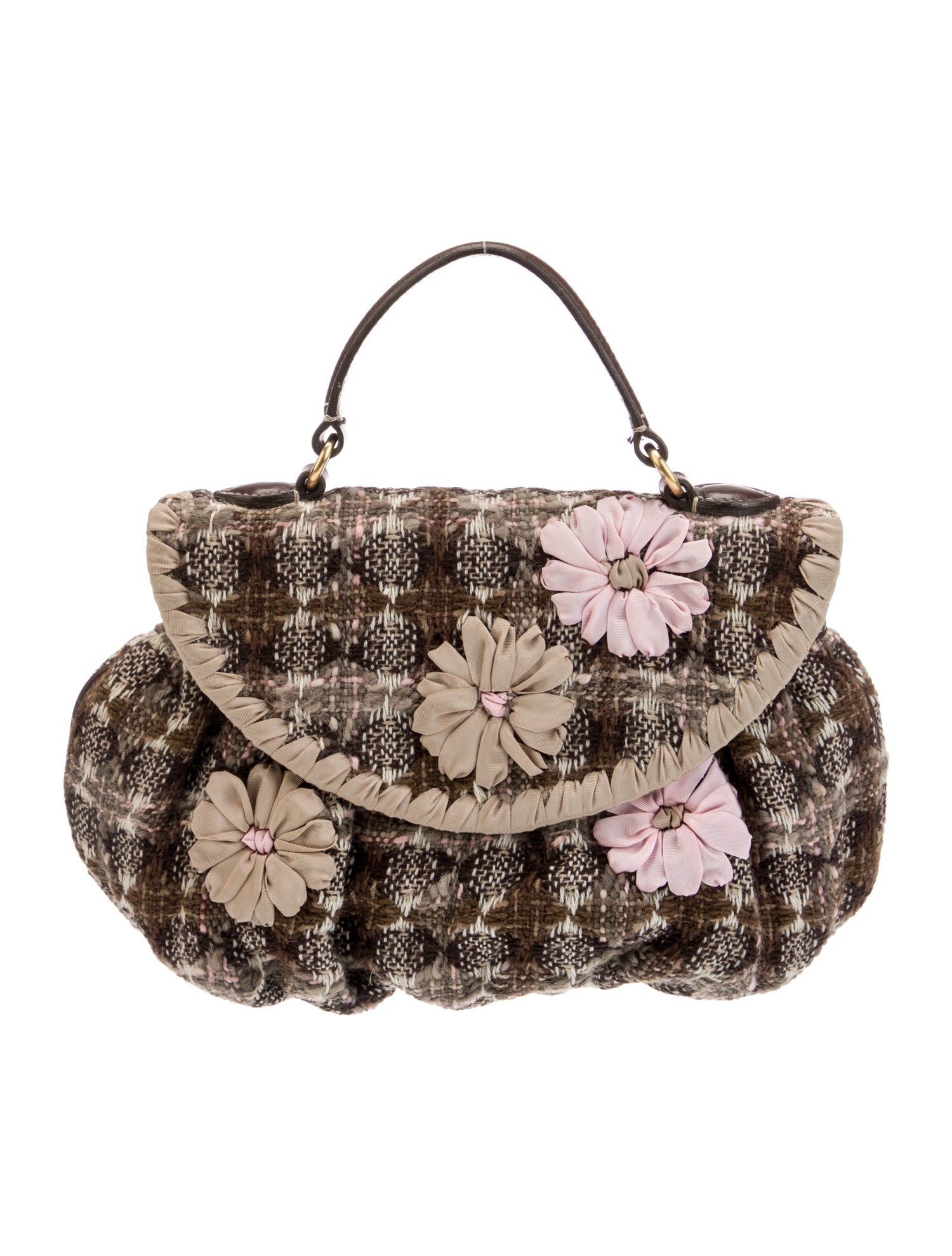 Moschino Tweed Top Handle Bag