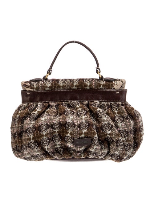 Moschino Tweed Top Handle Bag