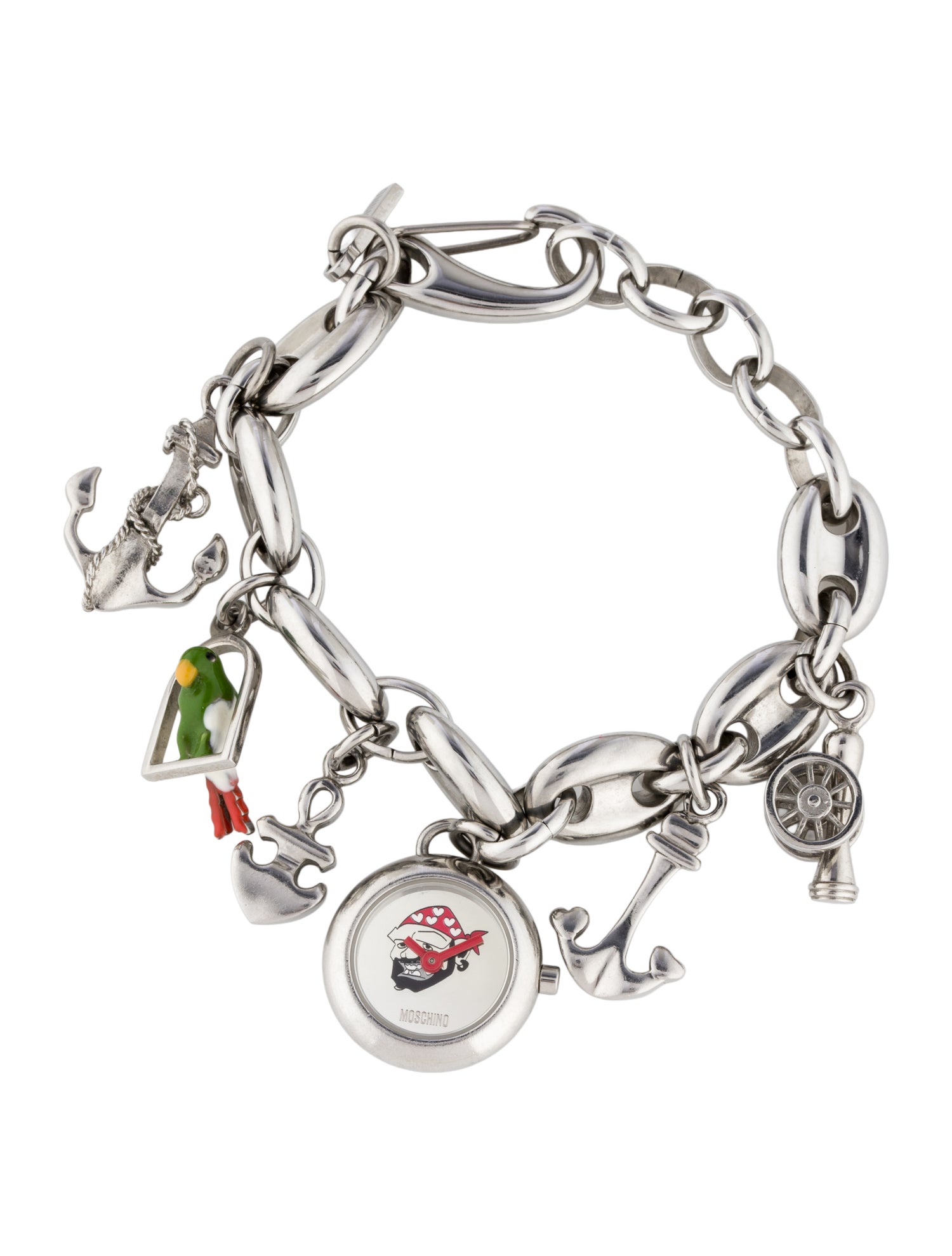 Moschino Enamel Watch Charm Link Bracelet
