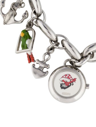 Moschino Enamel Watch Charm Link Bracelet