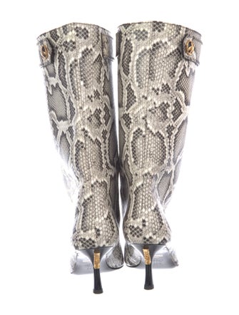 Moschino Leather Animal Print Boots