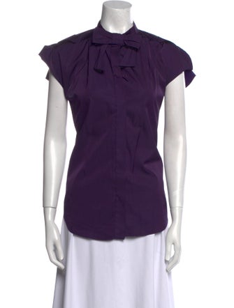 Moschino Silk Mock Neck Button-Up Top