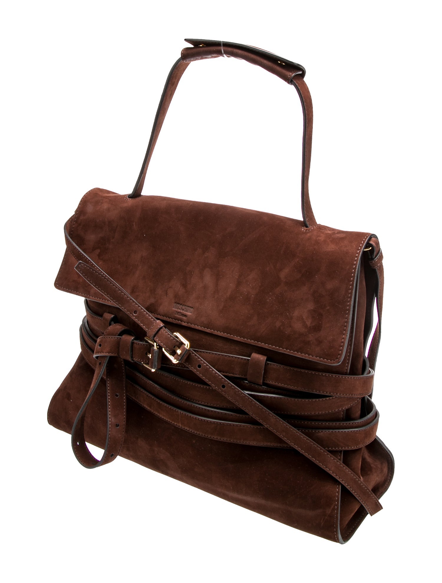 Moschino Suede Top Handle Bag