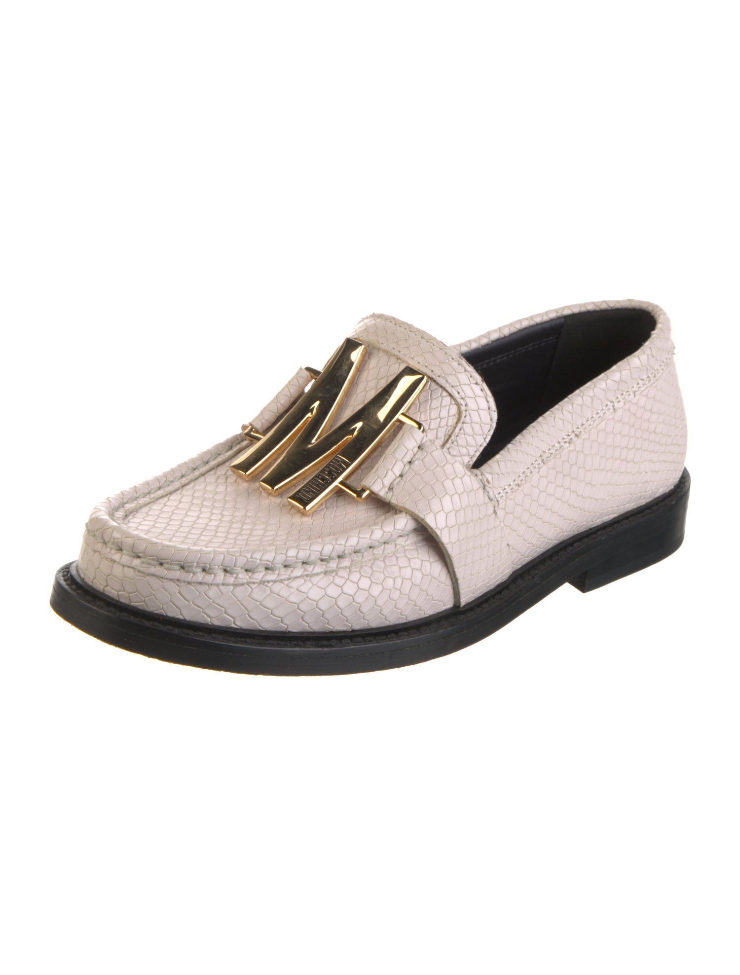 Moschino Leather Colorblock Pattern Loafers