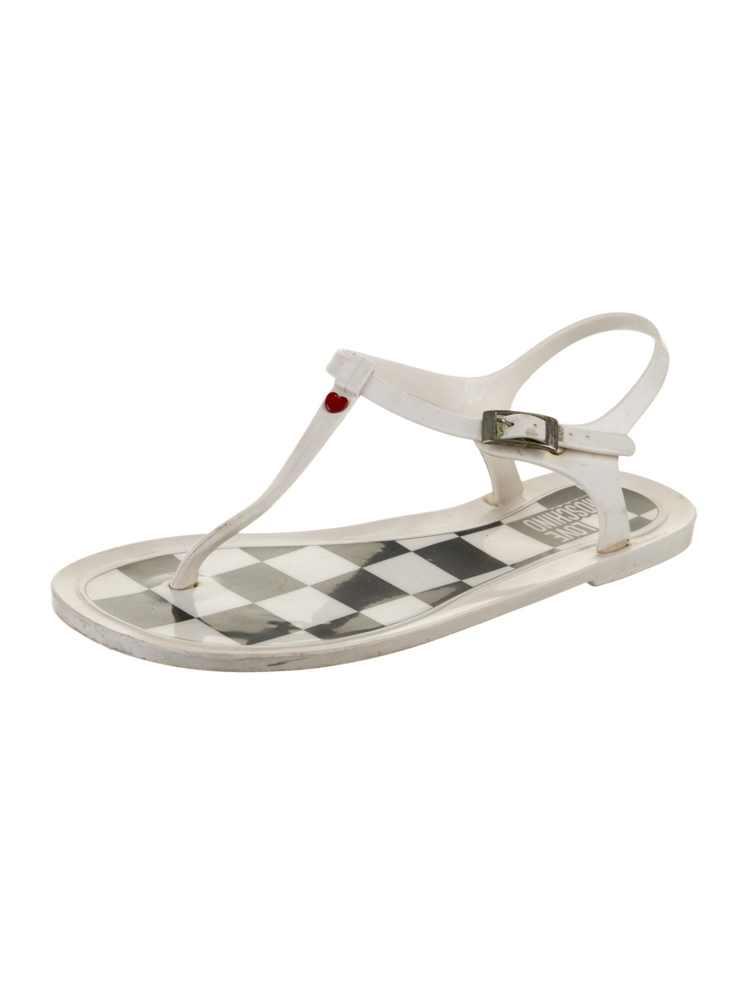 Moschino Rubber Printed T-Strap Sandals