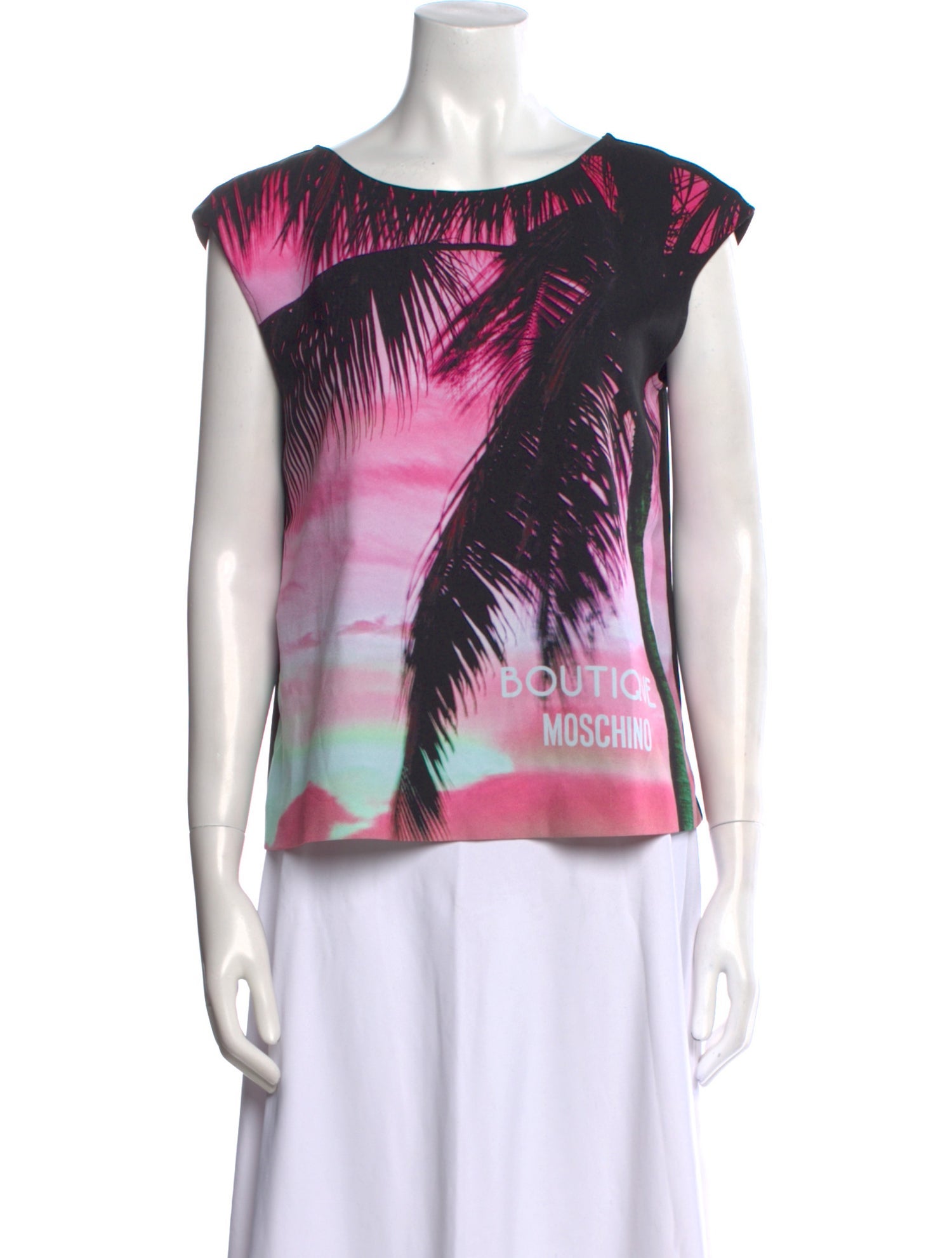 Moschino Printed Bateau Neckline T-Shirt