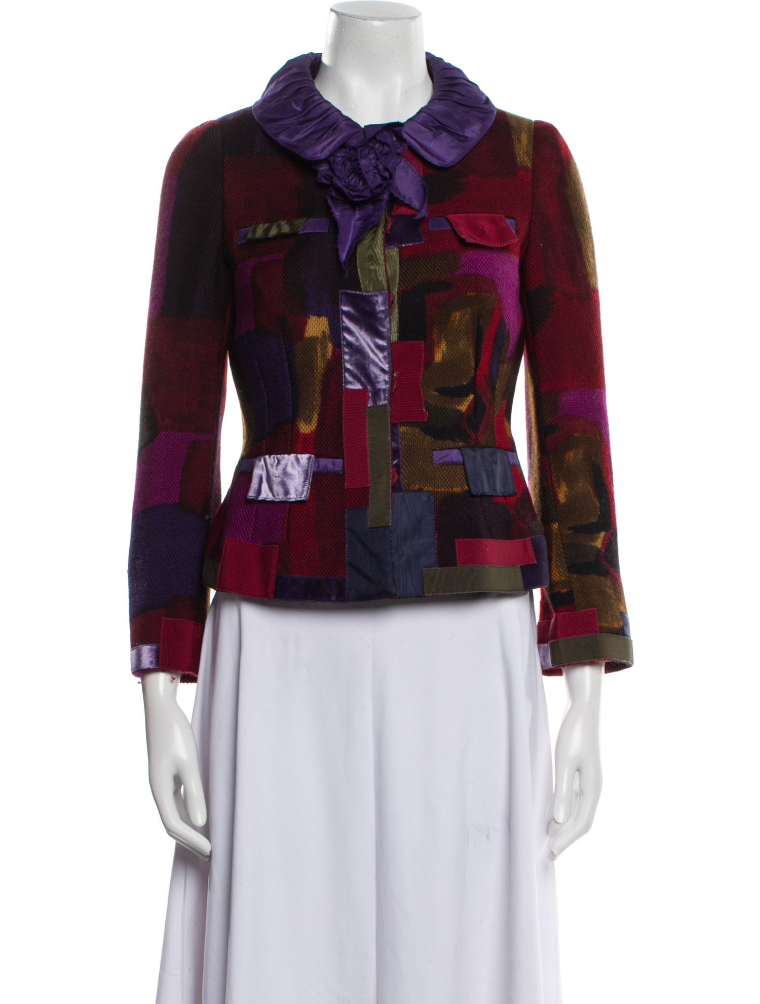 Moschino Wool Plaid Print Evening Jacket