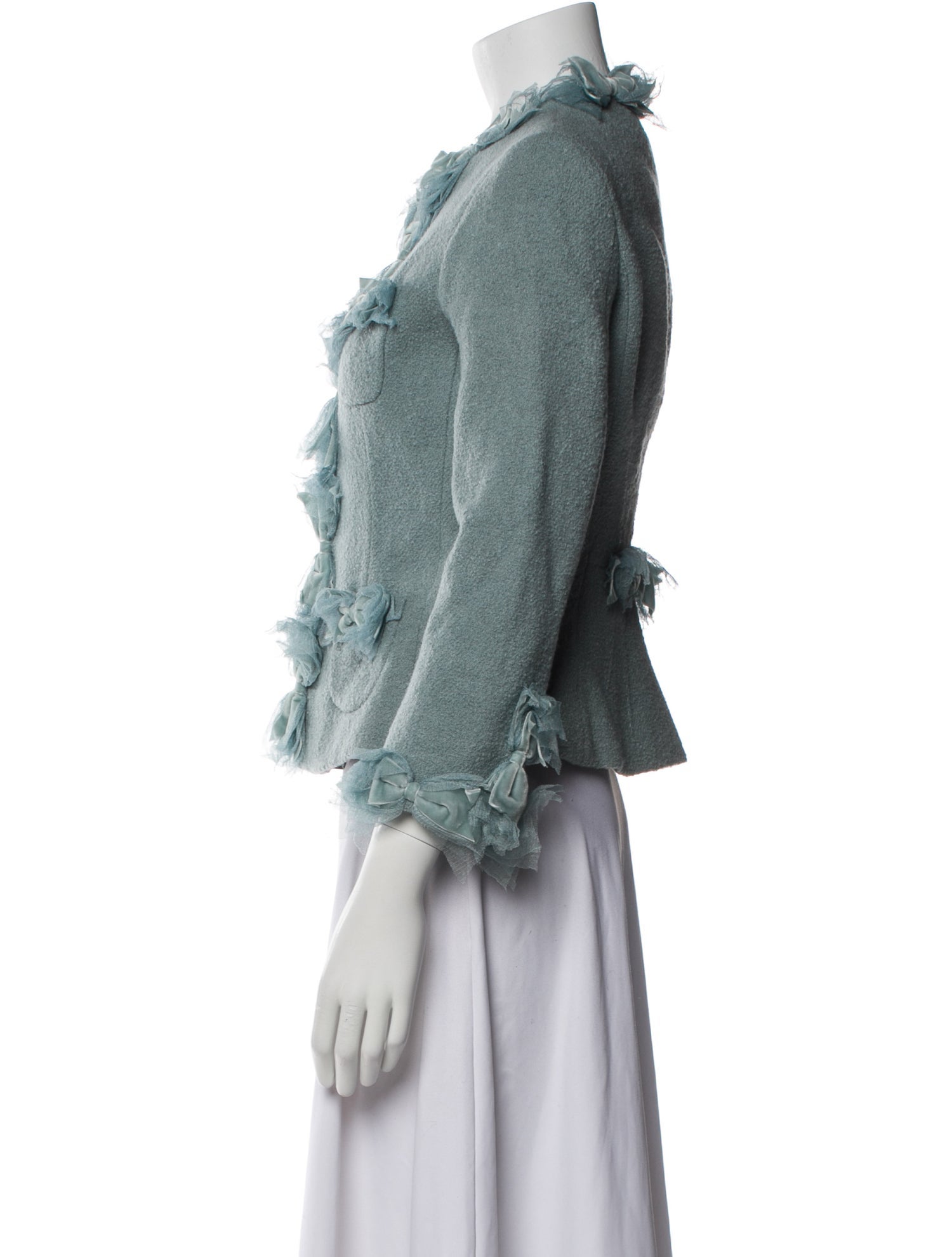 Moschino Wool Tweed Pattern Faux Fur Jacket