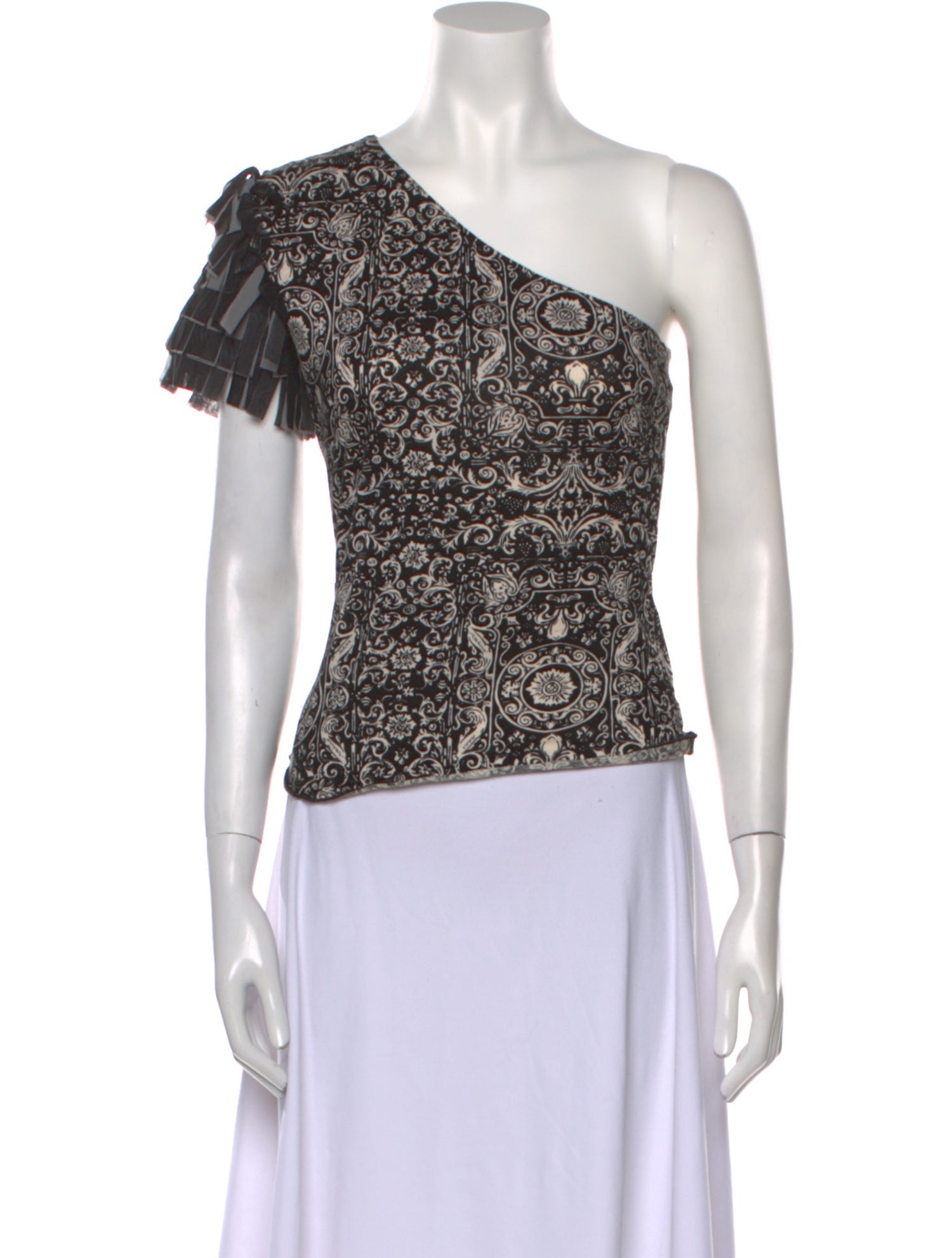 Moschino Printed One-Shoulder Top