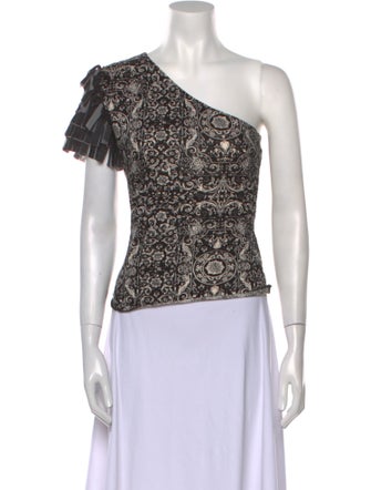 Moschino Printed One-Shoulder Top