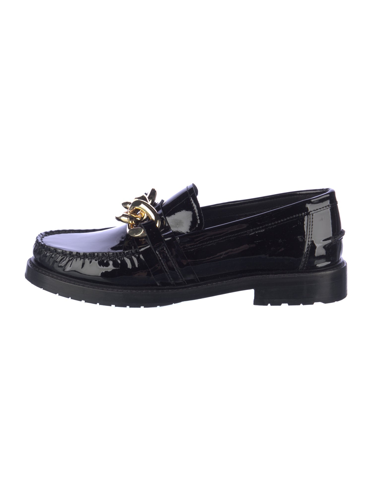 Moschino Patent Leather Chain-Link Accents Loafers