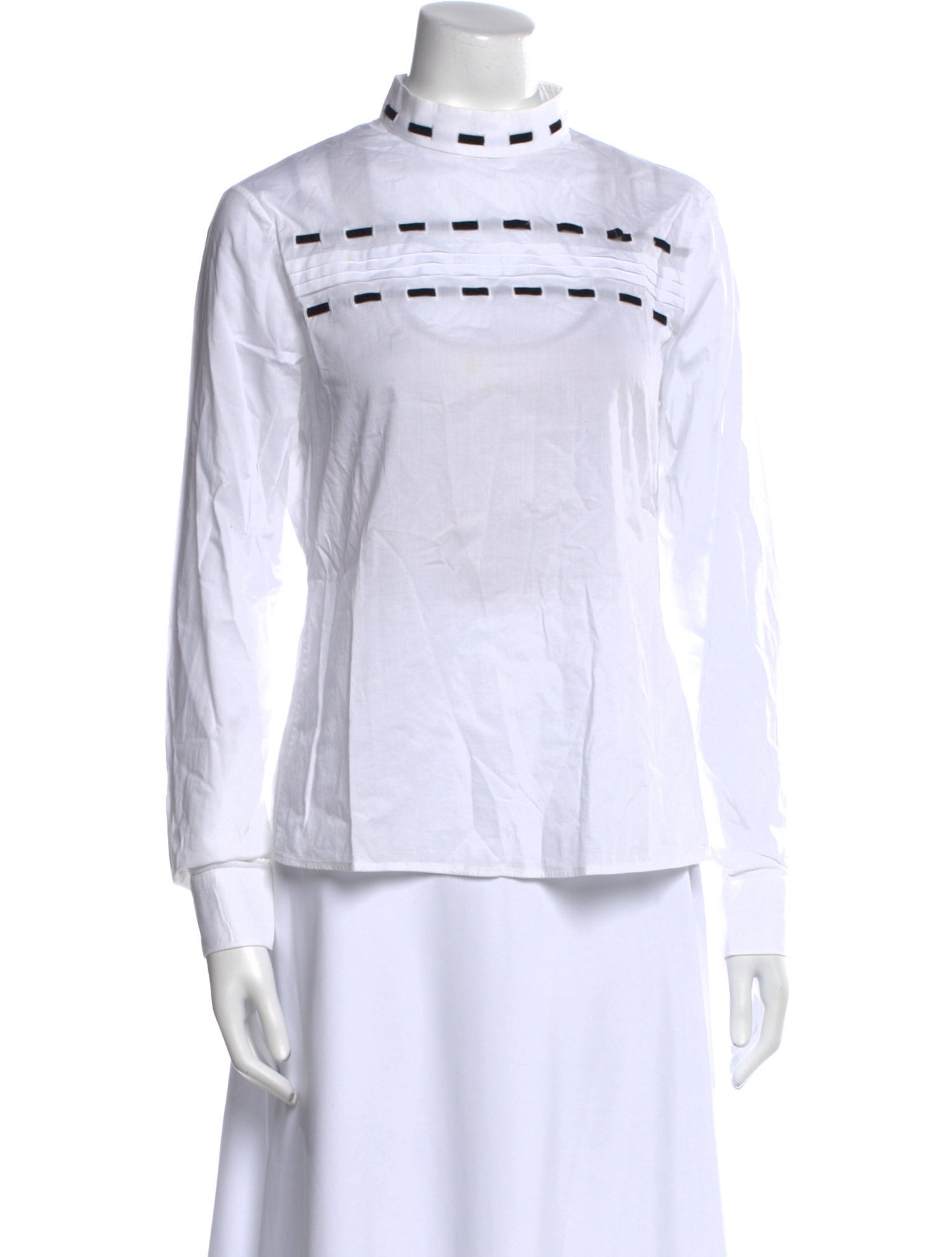 Moschino Mock Neck Long Sleeve Button-Up Top