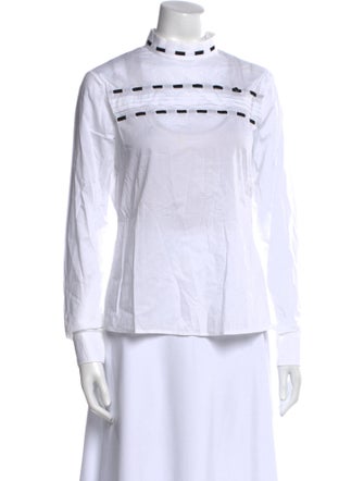 Moschino Mock Neck Long Sleeve Button-Up Top