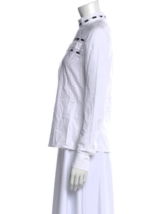 Moschino Mock Neck Long Sleeve Button-Up Top