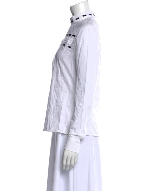 Moschino Mock Neck Long Sleeve Button-Up Top