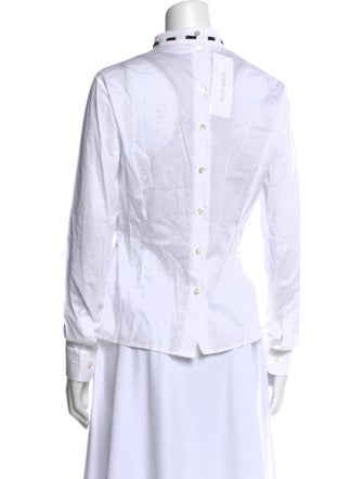 Moschino Mock Neck Long Sleeve Button-Up Top