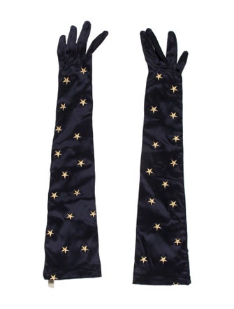 Moschino patterned long sleeve gloves