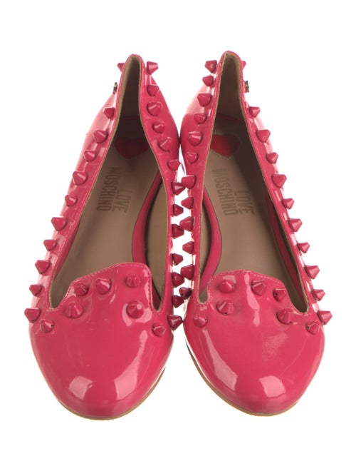 Love Moschino Patent Leather Studded Accents Ballet Flats