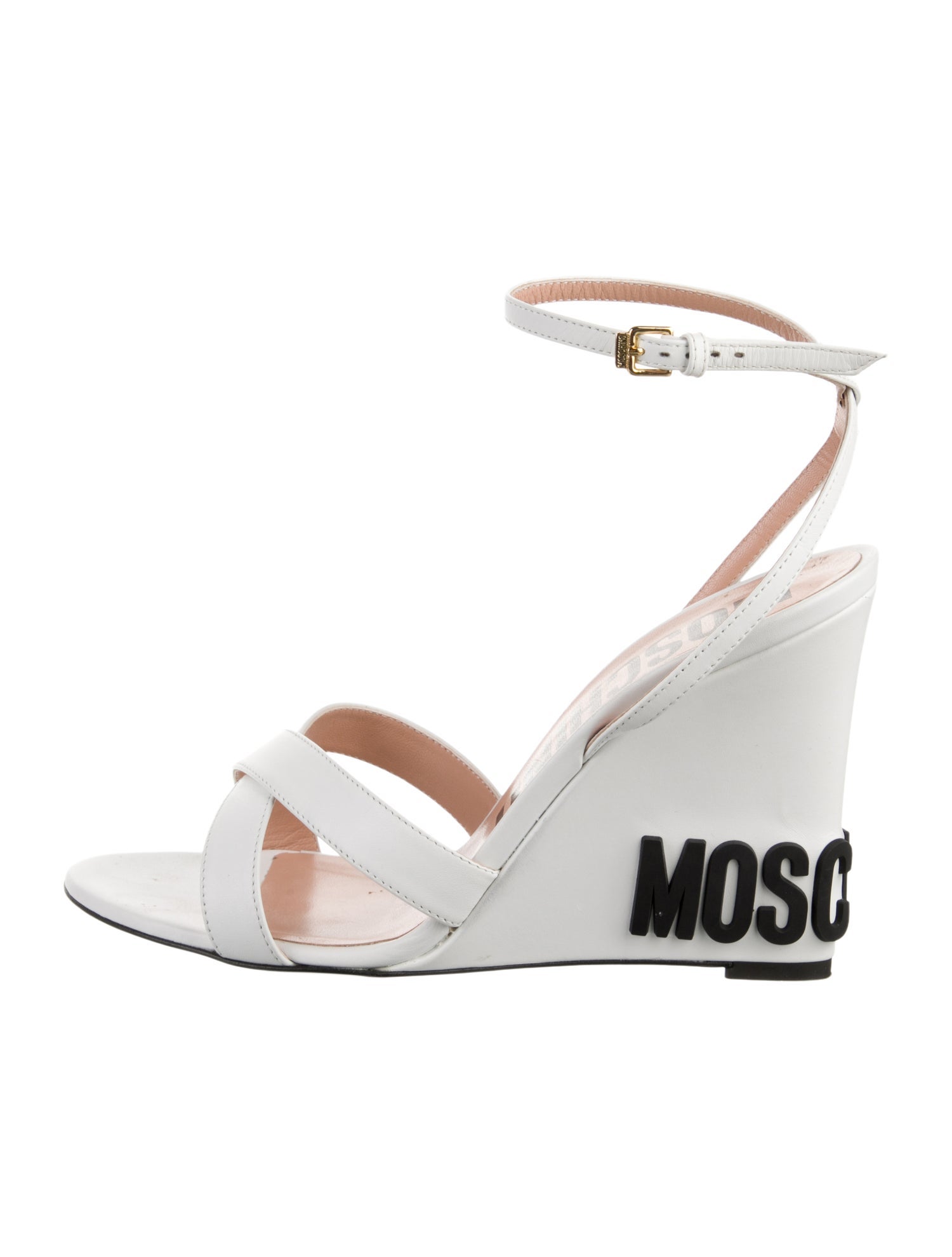Moschino Leather Printed Slingback Sandals