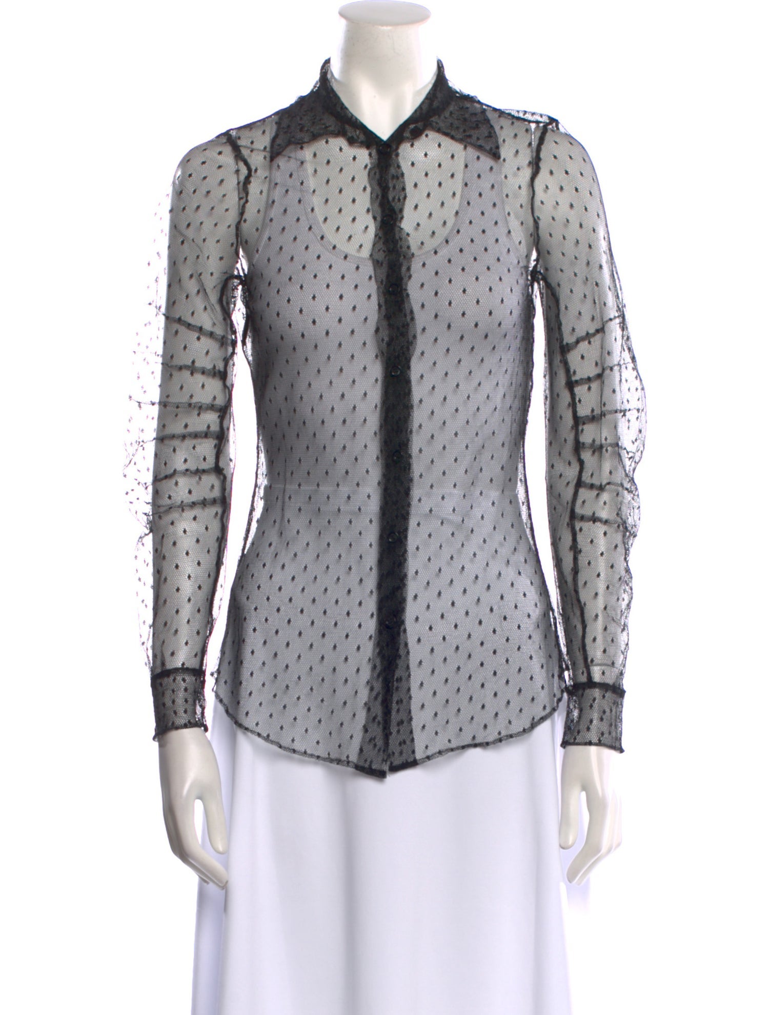 Moschino Polka Dot Print Long Sleeve Button-Up Top